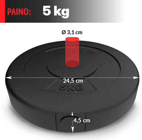 Vinyylilevypainot 30 mm, 5–30 kg
